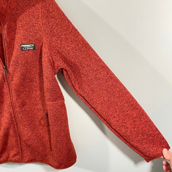 LL Bean Women Burnt Orange Full Zip Fleece Jacket Size L - Picture 6 of 7